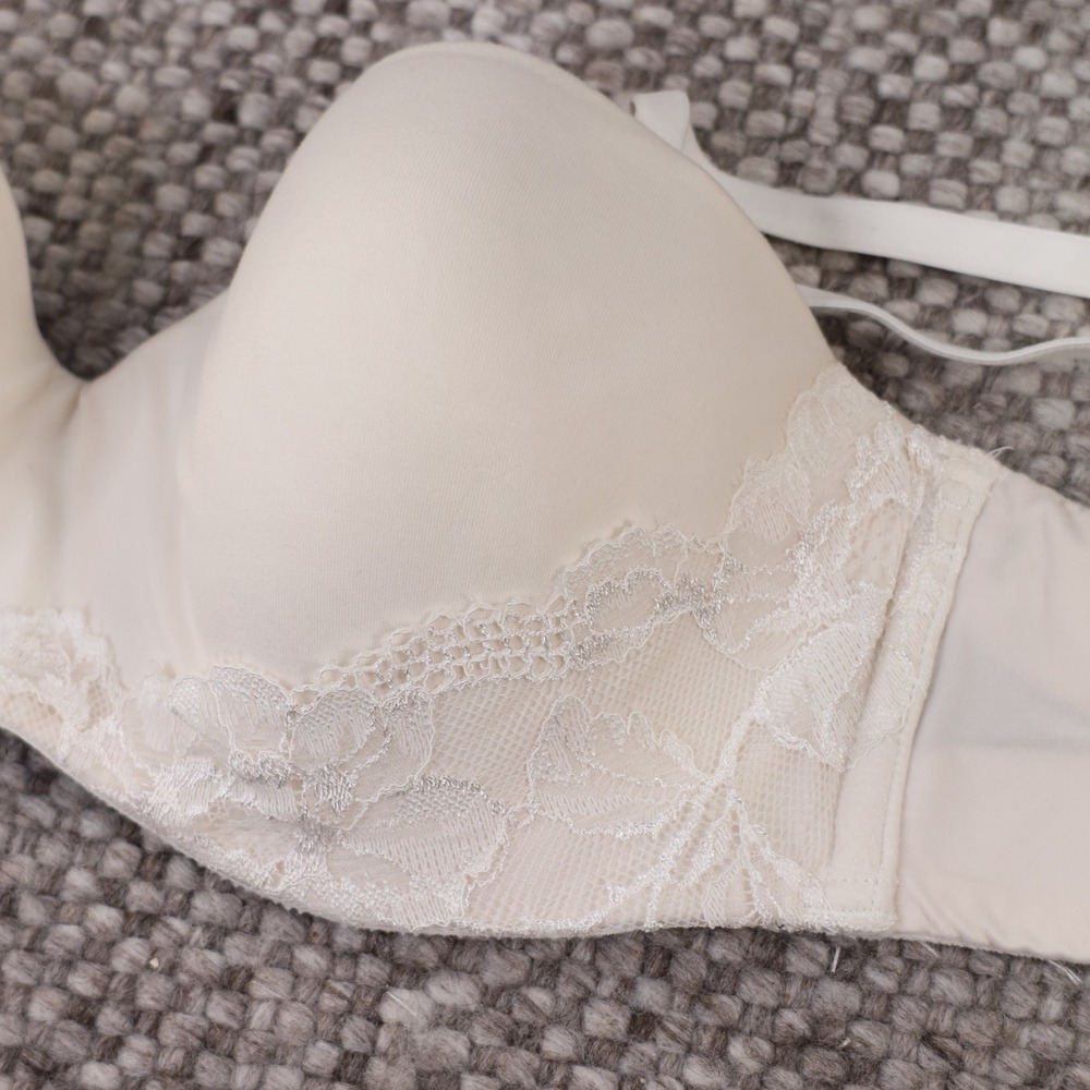 Victoria's Secret Strapless Bra Womens 34C Cream Good Lace Lined Body by VS